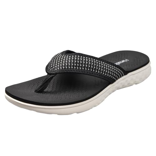 Harssidanzar Herren Zehentrenner,Klassischer String Leichte schnell trocknende wasserdichte Sommer Strand Sandalen KM240EU,Schwarz,Größe 41 von Harssidanzar