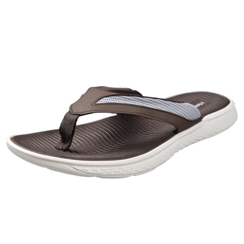 Harssidanzar KM239US Herren-Flip-Flops, atmungsaktiv, bequem, Zehensandalen mit Fußgewölbeunterstützung, Outdoor, Sommer, Strand, Braun, 39.5 EU von Harssidanzar