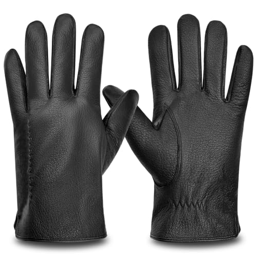 Harssidanzar Mens Leder Handschuhe für kaltes Wetter,Winter Warme Handschuhe,HM003EU,Schwarz,Größe M von Harssidanzar