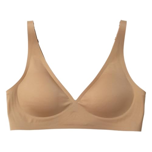 Harssidanzar Nahtloser Damen BH Bügel Komfort Push-up BH weicher, drahtloser, Verstellbarer Alltags BH SL104EU,Nackt,Größe L von Harssidanzar