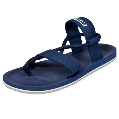 Harssidanzar Sandalen für Herren,Bequeme leichte offene Zehe Strand Sandale Outdoor Sommer Sandalen KM237EU,Marine,Größe 42 von Harssidanzar