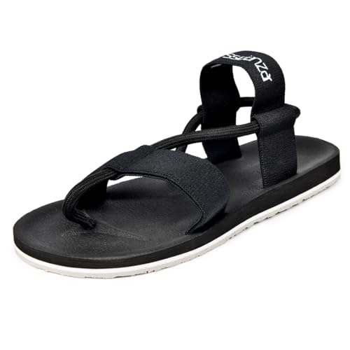 Harssidanzar Sandalen für Herren,Bequeme leichte offene Zehe Strand Sandale Outdoor Sommer Sandalen KM237EU,Schwarz,Größe 41 von Harssidanzar