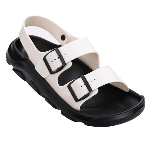 Harssidanzar Sommer Herren Sandalen Doppelte Schnalle Verstellbare Rutschen Flache Strandsandalen KM242EU,Weiß,Größe 40 Harssidanzar Sommer Herren Sandalen Doppelte Schnalle Verstellbare Rutschen Flache Strandsandalen KM242EU,Weiß,Größe 40 von Harssidanzar