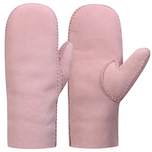 Harssidanzar Winter Fäustlinge Handschuhe,Damen Warme echte Wildleder Lammfell Shearling Fäustlinge Lederhandschuhe KL026EU,Rosa, Größe L von Harssidanzar