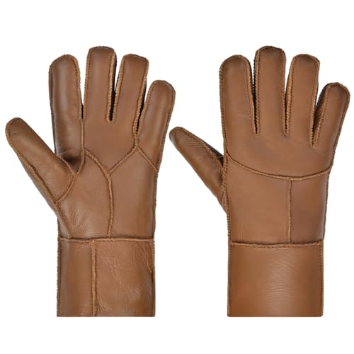 Harssidanzar Winter Leder handschuhe,warme Shearling Wolle gefüttert für Damen Winter kaltes Wetter Handschuhe KL029EU,Kaffee, Größe L von Harssidanzar