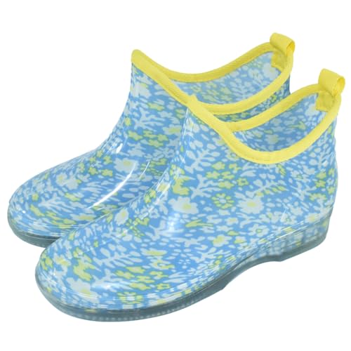 Harssidanzar Womens wasserdichte Ankle Boot, Garten Regen Schuhe für Frauen mit bequemen Einlegesohlen HL212EU, Blaue Blumen, Größe 37/38 von Harssidanzar