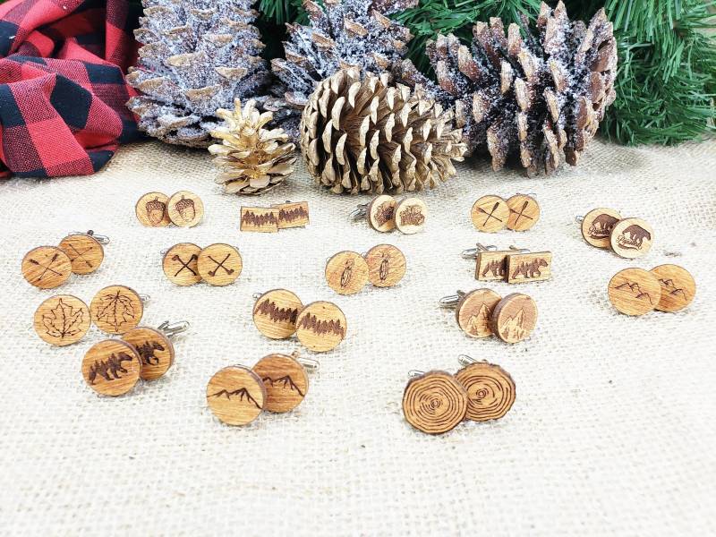 Geschenke Für Ihn Hipster-Geschenke Manschettenknöpfe Monogramm Mit Gravur Holz von HartGiftCo