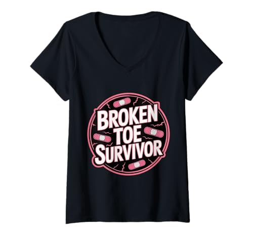 Damen Broken Toe Survivor Erholungsverletzung - T-Shirt mit V-Ausschnitt Damen Broken Toe Survivor Erholungsverletzung - T-Shirt mit V-Ausschnitt von Harte Erholung der Verletzung
