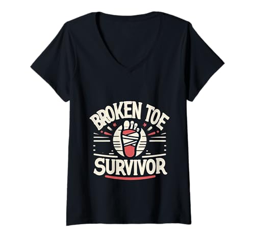 Damen Broken Toe Survivor Erholungsverletzung ||- T-Shirt mit V-Ausschnitt Damen Broken Toe Survivor Erholungsverletzung ||- T-Shirt mit V-Ausschnitt von Harte Erholung der Verletzung