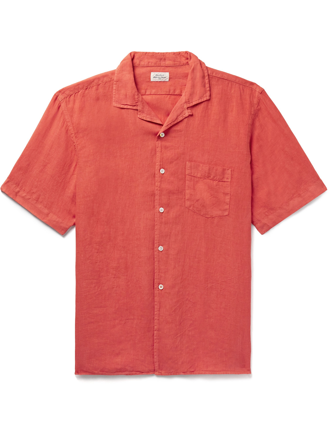 Hartford - Palm Convertible-Collar Linen Shirt - Men - Red - M von Hartford