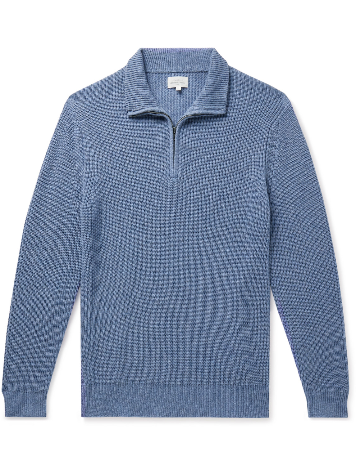 Hartford - Slim-Fit Ribbed Wool and Cashmere-Blend Half-Zip Sweater - Men - Blue - XXL von Hartford