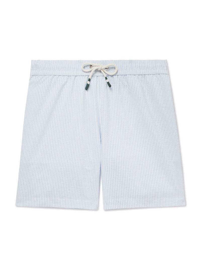 Hartford - Straight-Leg Mid-Length Striped Seersucker Swim Shorts - Men - Blue - XXL von Hartford