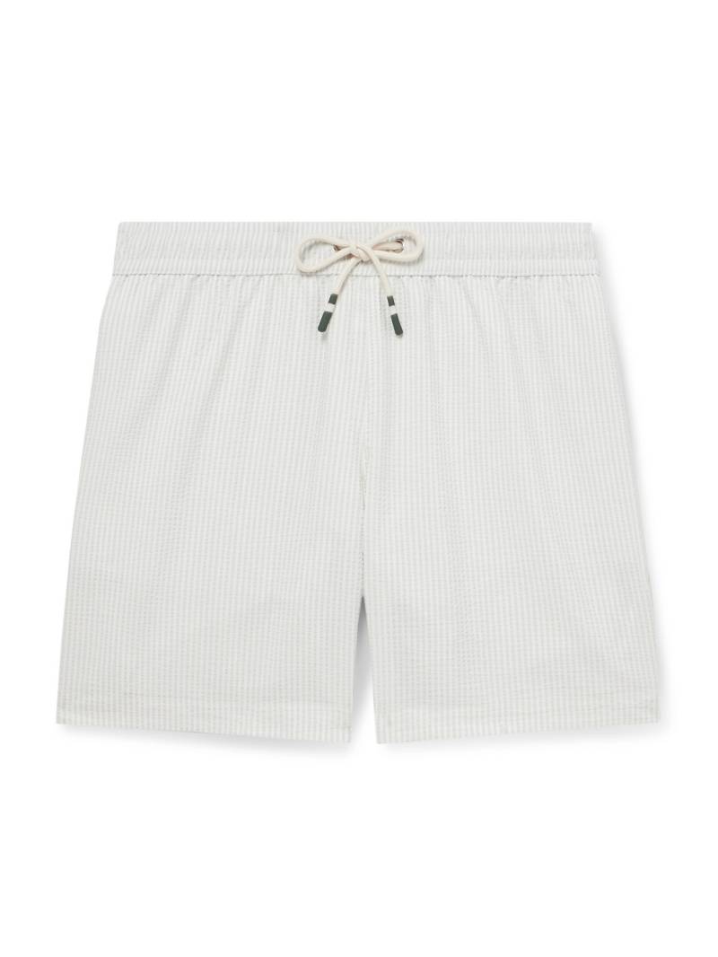 Hartford - Straight-Leg Mid-Length Striped Seersucker Swim Shorts - Men - Gray - L von Hartford