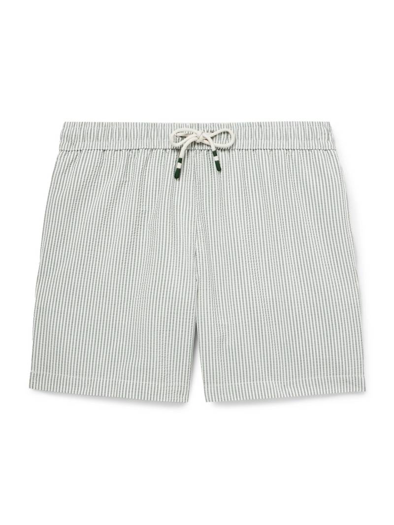 Hartford - Straight-Leg Mid-Length Striped Seersucker Swim Shorts - Men - Green - XXL von Hartford