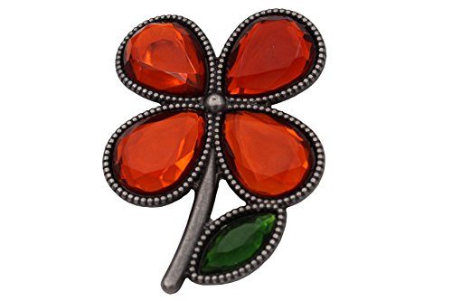 Hartmann-Knöpfe Brosche Blume altsilber Metall orange 5,3 cm x 3,5 cm von Hartmann-Knöpfe