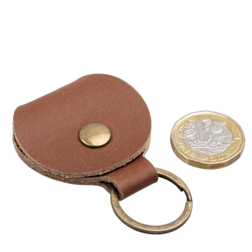 Echte hellbraune Leder-Pfund-Tasche für 1-Pfund-Münzen, 1 Euro-/Trolley-Token-Schlüsselanhänger, Schlüsselring-Halter, braun, L Echte hellbraune Leder-Pfund-Tasche für 1-Pfund-Münzen, 1 Euro-/Trolley-Token-Schlüsselanhänger, Schlüsselring-Halter, braun, L von Harts