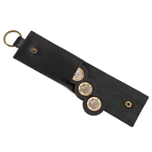 Großer Münzhalter aus Leder mit PVC-Einsatz, 13,5 x 5,5 cm, Hellbraun und Schwarz, für 3 x 1-Pfund-Münzen, Schwarz , Klassischer Münzhalter Großer Münzhalter aus Leder mit PVC-Einsatz, 13,5 x 5,5 cm, Hellbraun und Schwarz, für 3 x 1-Pfund-Münzen, Schwarz , Klassischer Münzhalter von Harts