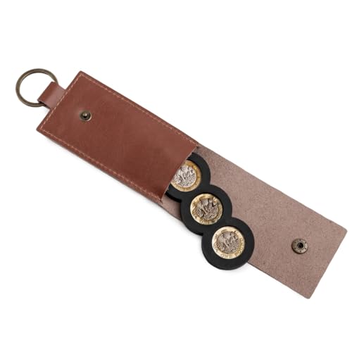 Großer Münzhalter aus Leder mit PVC-Einsatz, 13,5 x 5,5 cm, Hellbraun und Schwarz, für 3 x 1-Pfund-Münzen, hellbraun, Klassischer Münzhalter Großer Münzhalter aus Leder mit PVC-Einsatz, 13,5 x 5,5 cm, Hellbraun und Schwarz, für 3 x 1-Pfund-Münzen, hellbraun, Klassischer Münzhalter von Harts