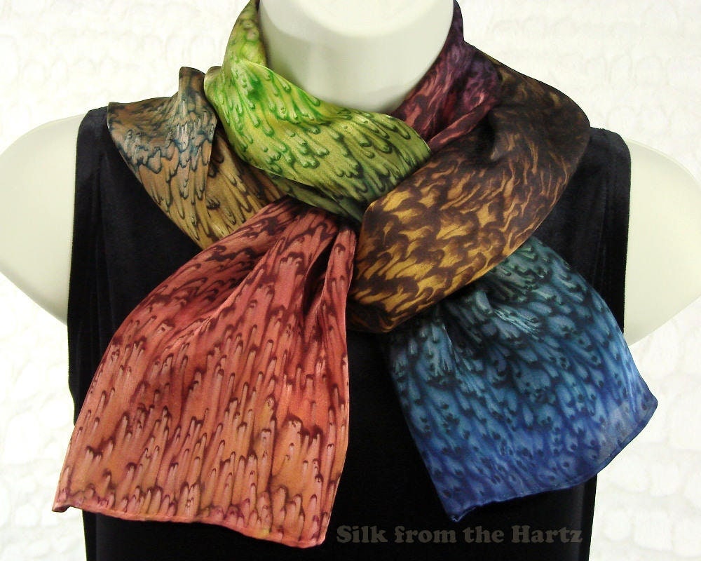 Hand Bemalt Multi Braun Erdfarben Seidenschal von HartzSilk