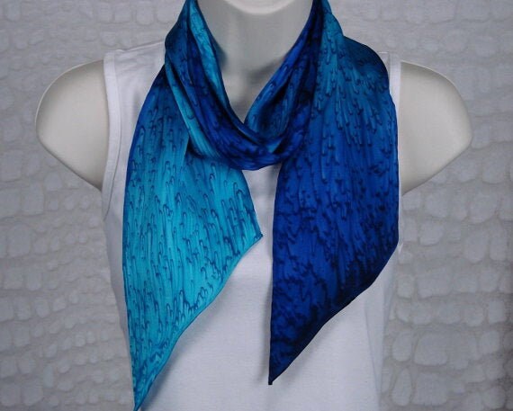 Hand Gefärbter Langer Blau/Türkis Seidenschal von HartzSilk