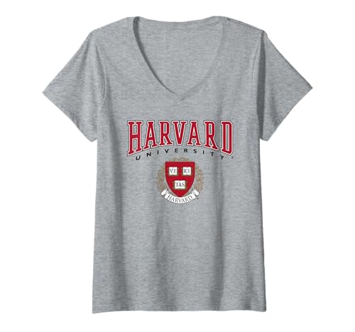 Damen Harvard University Veritas Red Crest T-Shirt mit V-Ausschnitt von Harvard University Press