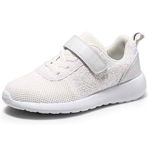 Mädchen Glitzer Fitnessschuhe Laufschuhe Sportschuhe Turnschuhe Kinder Hallenschuhe Klettverschluss Sportschuhe Sneaker Weiß EU 22 von Harvest Land