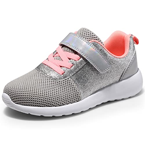 Mädchen Glitzer Sportschuhe Turnschuhe Fitnessschuhe Laufschuhe Kinder Hallenschuhe Klettverschluss Sportschuhe Sneaker Grau EU 23 von Harvest Land