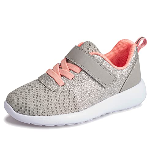 Mädchen Schuhe Kinder Turnschuhe Glitzer Sportschuhe Hallenschuhe Sneakers Klettverschluss Tennisschuhe Straßenlaufschuhe Basketballschuhe Runningschuhe Outdoor Fitnessschuhe.EU22.Grau von Harvest Land