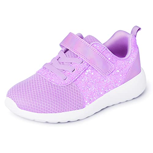 Mädchen Schuhe Kinder Turnschuhe Glitzer Sportschuhe Hallenschuhe Sneakers Klettverschluss Tennisschuhe Straßenlaufschuhe Basketballschuhe Runningschuhe Outdoor Fitnessschuhe.EU22.Violett von Harvest Land