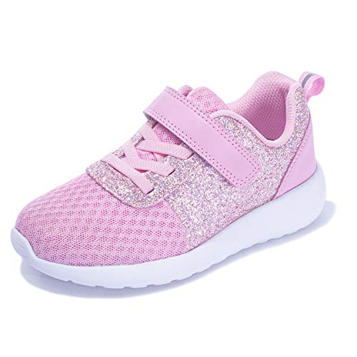 Mädchen Schuhe Kinder Turnschuhe Glitzer Sportschuhe Laufschuhe Hallenschuhe Sneakers Klettverschluss Tennisschuhe Festliche für Jugendliche,22 EU,Pink von Harvest Land