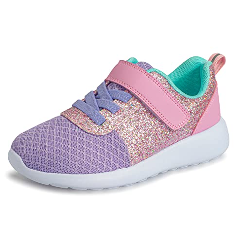 Mädchen Schuhe Kinder Turnschuhe Glitzer Sportschuhe Laufschuhe Hallenschuhe Sneakers Klettverschluss Tennisschuhe Festliche für Jugendliche,22 EU,Violett Pink von Harvest Land