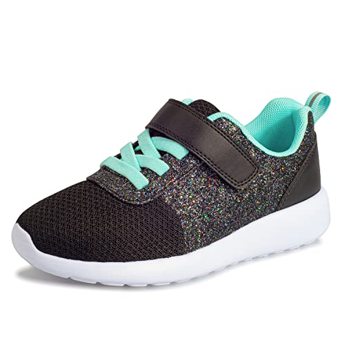 Mädchen Schuhe Kinder Turnschuhe Glitzer Sportschuhe Laufschuhe Hallenschuhe Sneakers Klettverschluss Tennisschuhe Festliche für Jugendliche,23 EU,Schwarz von Harvest Land