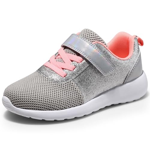 Mädchen Schuhe Kinder Turnschuhe Glitzer Sportschuhe Laufschuhe Hallenschuhe Sneakers Klettverschluss Tennisschuhe Festliche für Jugendliche Grau EU25.5 von Harvest Land