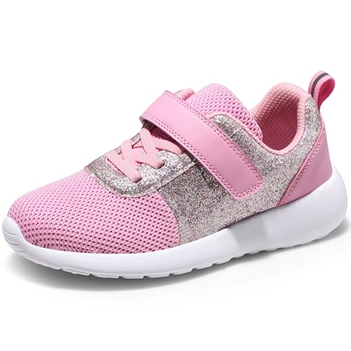 Mädchen Schuhe Kinder Turnschuhe Glitzer Sportschuhe Laufschuhe Hallenschuhe Sneakers Klettverschluss Tennisschuhe Festliche für Jugendliche,27 EU,Pink von Harvest Land
