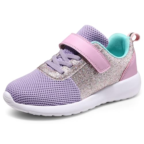 Mädchen Schuhe Kinder Turnschuhe Glitzer Sportschuhe Laufschuhe Hallenschuhe Sneakers Klettverschluss Tennisschuhe Festliche für Jugendliche,33 EU,Violett Pink von Harvest Land