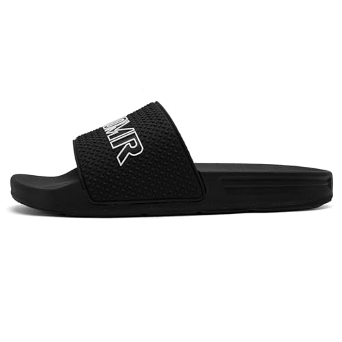 Harxxitd Herren Badelatschen Sommer Slippers Shower Slides Weiche Bequeme Rutschfeste Schnell Trocknende Haus Bad Schiebe-Sandalen Duschlatschen(C593Black-42) von Harxxitd