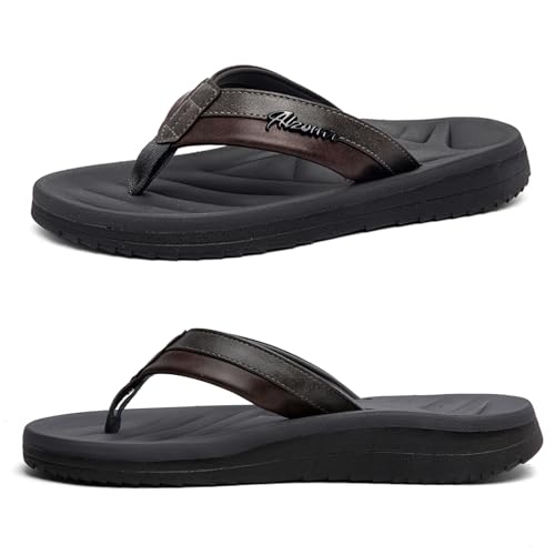 Harxxitd Herren Flip Flops Zehentrenner Outdoor Sport Strand Sandalen Sommer Hausschuhe mit Arch Support Für Strand, Pool oder Alltag(2151 Grey-43) von Harxxitd