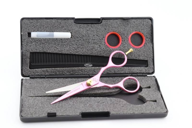 Haryali London Haarschere Friseurscheren-Set, Schneideschere am besten für Frauen 5,5 Zoll, rosa, (Set, 1-tlg., Stylingkamm + Etui – Professionelles Salon-Schönheitsscheren-Set), Bestens geeignet für professionelle Friseur- und Kosmetikscheren von Haryali London