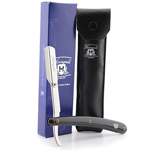 Haryali London Herren Black Rasierer, Friseurstil geschnittener Rasiermesser, Klingen, die nicht mit Lederbeutel enthalten sind, perfekter Rasierer für alle Arten von tiefen Rasur von Haryali London