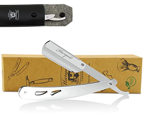 Haryali London Bart Messer Set - Barber Rasiermesser Mit Wechselklinge Unser Rasiermesser Herren Und Damen Mit Ledertasche - Straight Razor Rostfreier Stahl von Haryali London