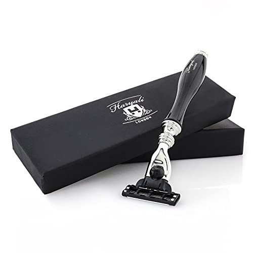 Haryali London Straight Razor - 3 Blade Straight Razor - Elegant & Unique Design for Women & Men - Razor for Shaving - Black - Razor for Men & Women von Haryali London