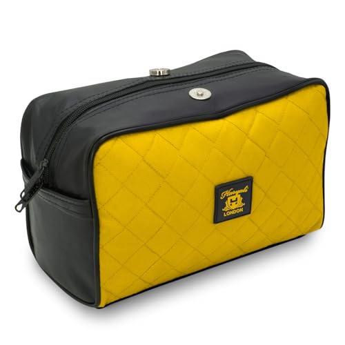 Haryali London Wasserabweisender Leder-Kulturbeutel für Herren, große Reise-Waschtasche, Rasierset, Badezimmer, Fitnessstudio, Toilettenartikel, Make-up-Organizer, gelb, Kulturtasche Haryali London Wasserabweisender Leder-Kulturbeutel für Herren, große Reise-Waschtasche, Rasierset, Badezimmer, Fitnessstudio, Toilettenartikel, Make-up-Organizer, gelb, Kulturtasche von Haryali London