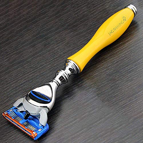 Jag Shaving Luxury Yellow 5 Edge Rasiermesser Bart und Schnurrbart Rasiermesser für Männer Jag Shaving Luxury Yellow 5 Edge Rasiermesser Bart und Schnurrbart Rasiermesser für Männer von Haryali London