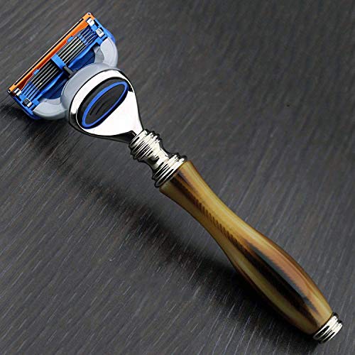 Premium Horn High-End Fusion kompatible Rasierer> Neues Design Luxus unzerbrechlich Harz Griff - Eine vorinstallierte Fusion Patrone leicht austauschbar von Haryali London