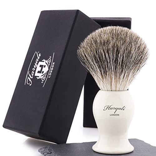 Reines Schwarz Dachshaar Rasierpinsel mit dem Elfenbein Farbe Basis Kommt mit der Designer Box Spezial Geschenke für Herren Reines Schwarz Dachshaar Rasierpinsel mit dem Elfenbein Farbe Basis Kommt mit der Designer Box Spezial Geschenke für Herren von HARYALI LONDON