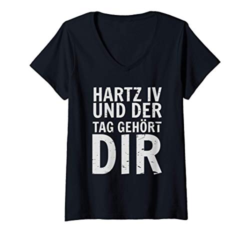 Damen Hartz4 Vier IV Kostüm Mein Leben mir Hartz 4 Tag gehört dir T-Shirt mit V-Ausschnitt Damen Hartz4 Vier IV Kostüm Mein Leben mir Hartz 4 Tag gehört dir T-Shirt mit V-Ausschnitt von Harz Du bist nicht wenn arbeiten gehst Arbeitslos