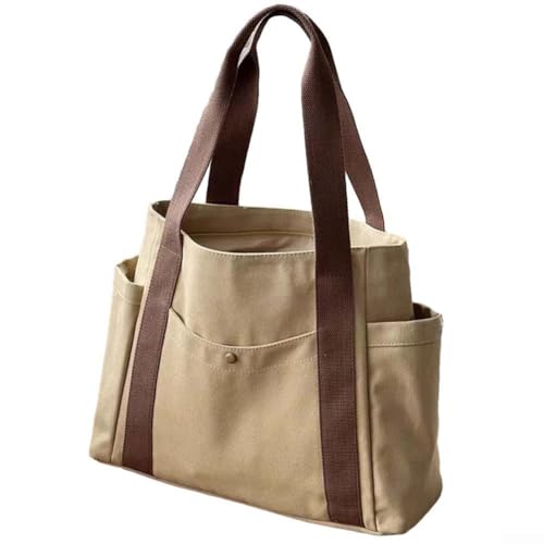 Damen Große Kapazität Canvas Daily Tote Schultertasche Casual Reißverschluss Handtasche Casual Daily Fashion Umhängetasche, khaki Damen Große Kapazität Canvas Daily Tote Schultertasche Casual Reißverschluss Handtasche Casual Daily Fashion Umhängetasche, khaki von Hasaller