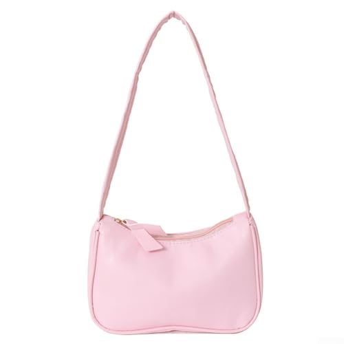 einfarbige Schultertasche mit Reißverschluss, klein, Hobo, subaxilläre Umhängetasche, Vintage-Retro-Polyester-Handtasche für modische Frauen, rose von Hasaller