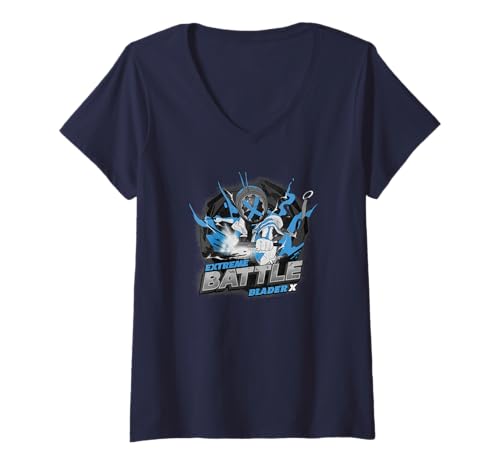 Damen Beyblade X Extreme Battle Blader X Manga T-Shirt mit V-Ausschnitt von Hasbro