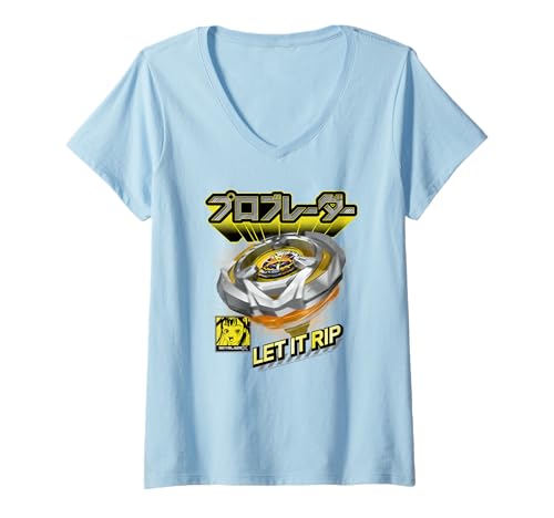 Damen Beyblade X Pro Blader Multi Let It Rip T-Shirt mit V-Ausschnitt von Hasbro
